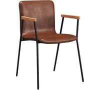 DUddTTW Chaises de Salle à Manger de Style Nordique, chaises de Cuisine en Cuir synthétique, Confortables avec accoudoirs et Pieds en métal doré, chaises de Salle à Manger rembourrées(Brown)