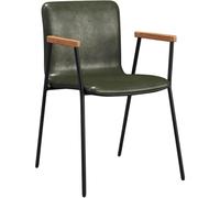 DUddTTW Chaises de Salle à Manger de Style Nordique, chaises de Cuisine en Cuir synthétique, Confortables avec accoudoirs et Pieds en métal doré, chaises de Salle à Manger rembourrées(Groen)