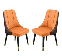 DUddTTW Chaises de Salle à Manger en Cuir Microfibre, chaises de Cuisine à Dossier Haut avec Pieds en Bois, Ensemble de 2 chaises de Salle à Manger Classiques(Orange+Brown)