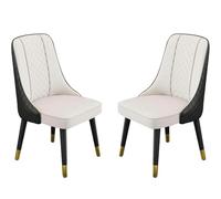 DUddTTW Chaises de Salle à Manger en Cuir Microfibre, chaises de Cuisine à Dossier Haut avec Pieds en Bois, Ensemble de 2 chaises de Salle à Manger Classiques(White+Black)