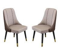 DUddTTW Chaises de Salle à Manger en Cuir Microfibre, chaises de Cuisine à Dossier Haut avec Pieds en Bois, Ensemble de 2 chaises de Salle à Manger Classiques(Grey+Brown)