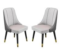 DUddTTW Chaises de Salle à Manger en Cuir Microfibre, chaises de Cuisine à Dossier Haut avec Pieds en Bois, Ensemble de 2 chaises de Salle à Manger Classiques(Light+Dark Grey)
