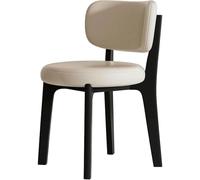 DUddTTW Chaises de Salle à Manger Modernes en Cuir avec Coussins et Pieds en Bois, chaises de Salle à Manger Confortables et rembourrées(Beige)
