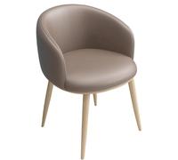 DUddTTW Chaises de Salle à Manger Simples en Cuir synthétique, chaises de Cuisine, siège rembourré, accoudoirs, chaises de Salle à Manger avec Pieds en métal, Lot de 2(Khaki)