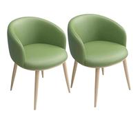 DUddTTW Chaises de Salle à Manger Simples en Cuir synthétique, chaises de Cuisine, siège rembourré, accoudoirs, chaises de Salle à Manger avec Pieds en métal, Lot de 2(Groen)