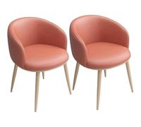 DUddTTW Chaises de Salle à Manger Simples en Cuir synthétique, chaises de Cuisine, siège rembourré, accoudoirs, chaises de Salle à Manger avec Pieds en métal, Lot de 2(Oranje)