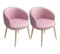 DUddTTW Chaises de Salle à Manger Simples en Cuir synthétique, chaises de Cuisine, siège rembourré, accoudoirs, chaises de Salle à Manger avec Pieds en métal, Lot de 2(Roze)