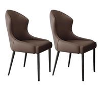 DUddTTW Lot de 2 chaises de Salle à Manger à Dossier Haut, chaises de Cuisine Simples avec chaises de Salle à Manger en Cuir Artificiel et Pieds en métal(Brown)