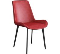 DUddTTW Lot de 4 chaises de Salle à Manger en Cuir synthétique, Style Nordique, avec Pieds en Acier Carbone, sans accoudoirs, for Cuisine(Rot)