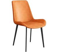 DUddTTW Lot de 4 chaises de Salle à Manger en Cuir synthétique, Style Nordique, avec Pieds en Acier Carbone, sans accoudoirs, for Cuisine(Oranje)