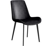 DUddTTW Lot de 4 chaises de Salle à Manger en Cuir synthétique, Style Nordique, avec Pieds en Acier Carbone, sans accoudoirs, for Cuisine(Svart)