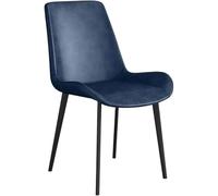 DUddTTW Lot de 4 chaises de Salle à Manger en Cuir synthétique, Style Nordique, avec Pieds en Acier Carbone, sans accoudoirs, for Cuisine(Blauw)