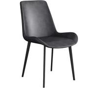 DUddTTW Lot de 4 chaises de Salle à Manger en Cuir synthétique, Style Nordique, avec Pieds en Acier Carbone, sans accoudoirs, for Cuisine(Dark Grey)