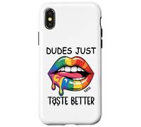 Dudes Just Taste Better Gay Rainbow Pride Flag LGBTQ+ LGBT Coque pour iPhone X/XS