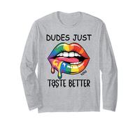 Dudes Just Taste Better Gay Rainbow Pride Flag LGBTQ LGBT Manche Longue