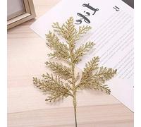 DUDNJC Lot de 10 Feuilles de Fougère Artificielles à Paillettes - Branche d'Arbre de Noël Dorée - Décoration pour Sapin, Couronne - Pour Mariage, Intérieur et Extérieur