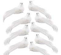 DUDNJC Lot de 12 colombes blanches artificielles en mousse réalistes pour décoration de sapin de Noël, décoration d'extérieur, petit oiseau pour maison, jardin, fête, mariage