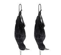 DUDNJC Lot de 2 corbeaux morts réalistes à suspendre, corbeaux noirs à plumes de 31,8 cm de long pour Halloween, bar, décoration effrayante, accessoire extérieur, jardin, cour, oiseaux