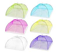 DUDNJC Lot de 6 grandes couvertures alimentaires en maille colorée de 43,2 x 43,2 cm, réutilisables et pliables pour pique-nique, barbecue, camping