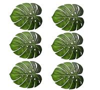 DUDNJC Lot de 6 sets de table en forme de feuille de palmier tropicale verte, isolation thermique, antidérapant, thème jungle plage, 30,5 x 45 cm
