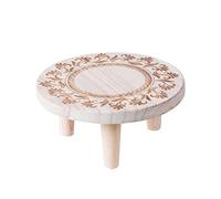 DUDNJC Mini tabouret en bois - Support rond pour pot de fleurs - Motif grain de bois - Décoration rustique pour intérieur ou extérieur - Décoration de jardin ou terrasse