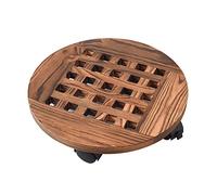 DUDNJC Plateau de support de plantes en bois avec roulettes, 24,9 cm pour pot de fleurs et supports de plantes, patio, jardin, pot de fleurs avec roulettes rotatives à 360 °, plateau à rouler pour