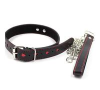 Dudoy Leather Collar and Leash Set, Thick Leather Collar with Chain