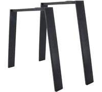 DUDSME Lot de 2 pieds de table en métal - Pieds robustes - Pieds de bureau pour table de loft e en acier courbes pieds en épingle à cheveux / noir/B55/75 x H72 cm (B30/45 x H42 cm)
