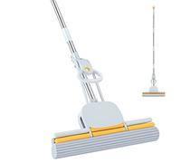DUDTO Balai éponge PVA pour nettoyage du sol avec 60 longs manches, serpillère auto-essorante avec 15 têtes pour carrelage de cuisine et salle de bain, serpillères pour nettoyage du sol avec essoreuse