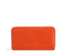 DUDU Grand Portefeuille RFID pour Femme en Cuir véritable coloré Fermeture éclair Circulaire Orange