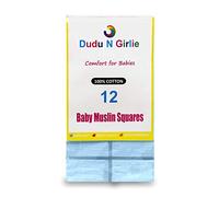 Dudu N Girlie - Carrés de mousseline 100% coton, 70 cm x 70 cm, 12 pièces, bleu