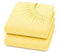 Dudu N Girlie Drap-Housse en Coton épais pour lit de Voyage, 65 x 95 cm, 2 pièces, Jaune