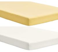 Dudu N Girlie Drap-housse pour berceau 130 x 216 cm, compatible avec Chicco Next to Me | Draps de lit hypoallergéniques pour bébé | Élastiques, respirants et faciles d'entretien (Crème et jaune)