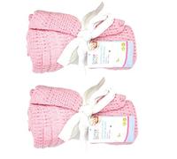 DUDU N GIRLIE Lot de 2 couvertures 100% Pur Coton cellulaire pour couffin, Berceau, Poussette, Taille Unique, Rose