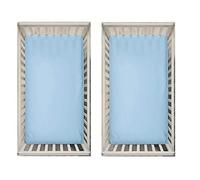 Dudu N Girlie Lot de 2 draps-housses pour berceau compatibles avec Chicco Next to Me | Draps de lit en jersey de coton doux pour bébé | Hypoallergéniques, respirants et faciles d'entretien (Bleu)