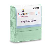 DUDU N GIRLIE Lot de 6 carrés de mousseline de soie pour bébé 100% coton, 72 x 72 cm, super doux, fabriqués dans l'UE (menthe)