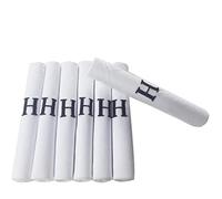 DUDU N GIRLIE Lot de 7 mouchoirs blancs avec bordure en satin et initiales brodées noires, H, taille unique