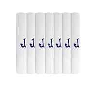 DUDU N GIRLIE Mouchoirs blancs en satin avec initiales brodées bleues pour homme/homme, J, 16.6 x 15.4 x 2.6 cm