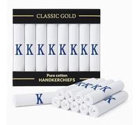 DUDU N GIRLIE Mouchoirs blancs en satin avec initiales brodées bleues Taille K Taille unique