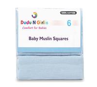 Dudu N Girlie Premium haute qualité pour bébé carrés de mousseline, 70 cm x 70 cm, 6 pièces, bleu