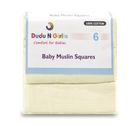 Dudu N pour 100% coton bébé carrés de mousseline, 70 cm x 70 cm, 6 pièces, crème
