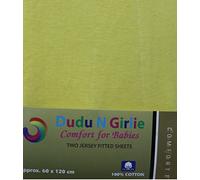 Dudu N pour lit bébé coton jersey Drap-housse, jaune, 2 pièces