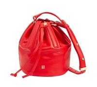 DUDU Piccola Borsa a Secchiello da Donna in Vera Pelle Con Tracolla Regolabile e Chiusura a Coulisse - Borsa a Tracolla Elegante e Compatta Con Cordoncino, Perfetta per l'Uso Quotidiano Rouge flamme