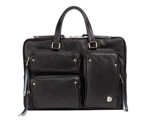 DuDu Pocket Attaché-case Cuir véritable 36 cm Compartiment ordinateur noir