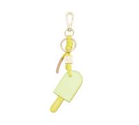 DUDU Porte-clés en Cuir bâtonnet de Glace, Porte-clés pour Femme et Homme avec Anneau et Mousqueton, Design Été coloré Vanilla Cream