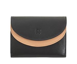 DUDU Portefeuille Femme Cuir Véritable RFID avec Porte-Monnaie, Portefeuille Coloré à Double Rabat Porte Cartes de Crédit Porte Billets Noir