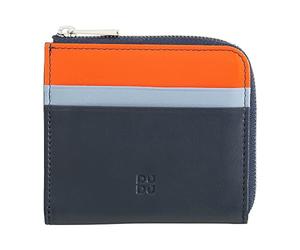 DUDU Portefeuille Homme en Cuir avec Fermeture Eclair, Portefeuille Femme Petit Compact, Fermeture Eclair Externe, Porte-Monnaie et Porte Cartes Navy