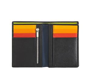 DuDu Portefeuille pour Homme RFID à Volets en Cuir Multicolore avec Fermeture éclair Noir