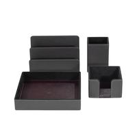 DUDU Set de Bureau en Cuir 4 pièces avec Vide-Poches, Porte-Stylo Porte-Lettres Porte-Bloc Notes Anthracite