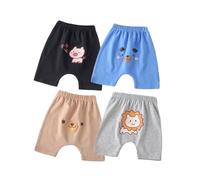 DUDUFUN Lot de 4 sarouels unisexes pour bébé fille garçon en coton 7 points avec imprimé dessin animé, multicolore, 6-12 mois
